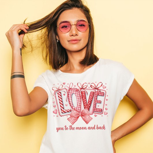 Red Coquette Bow and Love Letters Valentines Day Tri-Blend Shirt