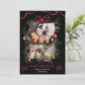 Red Coquette Bow Blumen Weihnachten Neujahr Foto (Stehend Vorderseite)