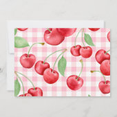 Red Coquette Bow Cherry Birthday Foto Dankeskarte (Rückseite)
