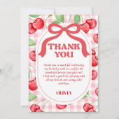 Red Coquette Bow Cherry Dankeskarte (Vorderseite)