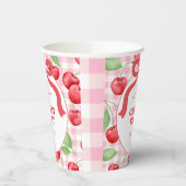 Red Coquette Bow Cherry First Birthday Party Pappbecher (Links)