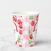 Red Coquette Bow Cherry First Birthday Party Pappbecher (Rechts)