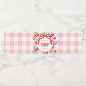 Red Coquette Bow Cherry First Birthday Party Wasserflaschenetikett (Einzelnes Label)