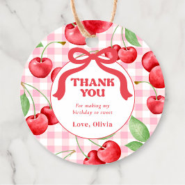 Red Coquette Bow Cherry Geburtstagsparty Danke Geschenkanhänger