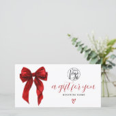 Red Coquette Bow Christmas logo gift certificate (Stehend Vorderseite)