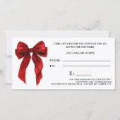 Red Coquette Bow Christmas logo gift certificate (Rückseite)