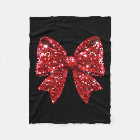 Red Coquette Bow Diskothek Ball Weihnachten Fleecedecke (Vorderseite)