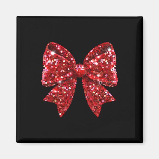 Red Coquette Bow Diskothek Ball Weihnachten Magnet (Vorne)
