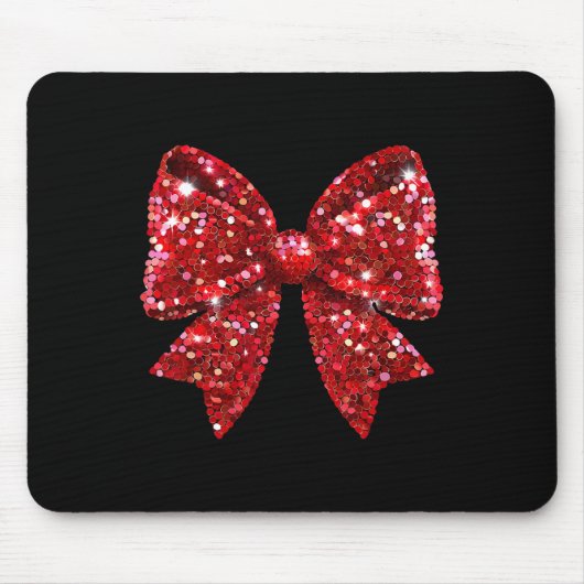 Red Coquette Bow Diskothek Ball Weihnachten Mousepad (Vorne)