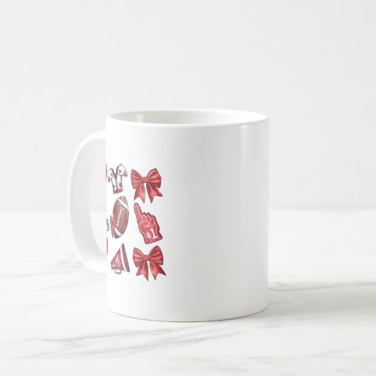 Red Coquette Bow Football Game Day Girls Kind Kaffeetasse (Vorderseite Links)