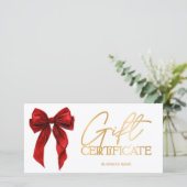 Red Coquette Bow Gold logo gift certificate (Stehend Vorderseite)
