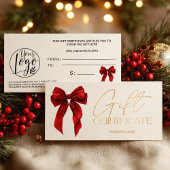 Red Coquette Bow Gold logo gift certificate