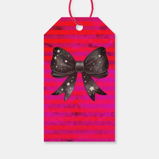 Red Coquette bow Halloween Geschenkanhänger (Rückseite)