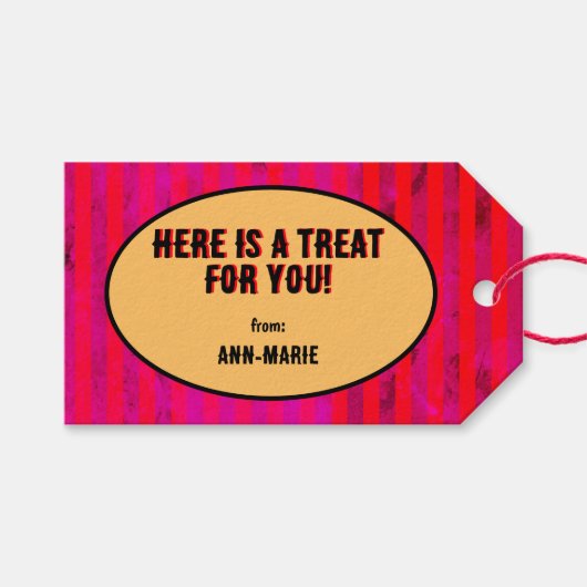 Red Coquette bow Halloween Geschenkanhänger (Vorderseite (Horizontal))