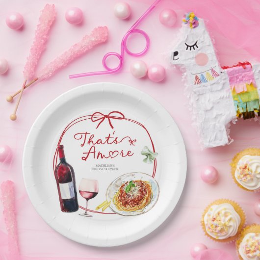 Red Coquette Bow That's Amore Pappteller (Party)