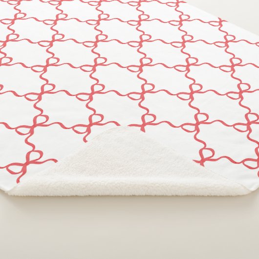 Red  Coquette Bow Trellis Christmas Sherpadecke (3/4)