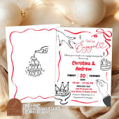 Red Coquette Hand Drawing Party Einladung