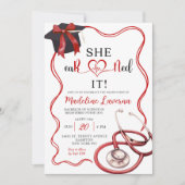 Red Coquette Nurse Graduation Einladung (Vorderseite)