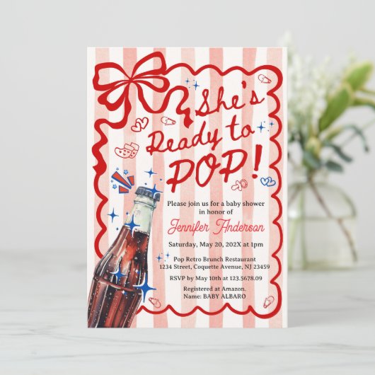 Red Coquette She is Ready to POP Invitation Einladung (Stehend Vorderseite)