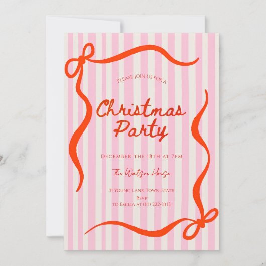 Red coquette Whimsical Hand Drawn Christmas Einladung (Vorderseite)