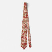 Red Coral Limon Paisley Wedding Krawatte (Vorderseite)
