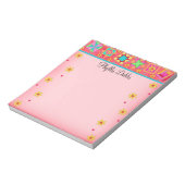 Red Coral Patchwork Quilt Block Art Notizblock (Rotiert)