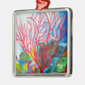 Red Coral Reef Ocean Art Ornament Aus Metall (Links)