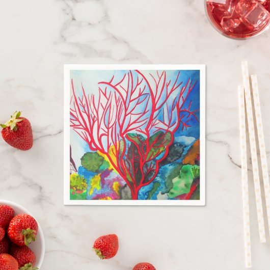 Red Coral Reef Ocean Art Serviette (Beispiel)