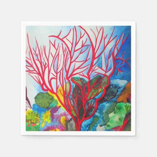 Red Coral Reef Ocean Art Serviette (Vorderseite)