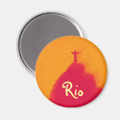 Red Corcovado Rio-Brasil Magnet (Vorderseite/Rückseite)
