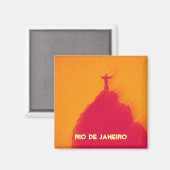 Red Corcovado Rio-Brasil Magnet (Vorderseite/Rückseite)