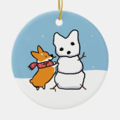 Red Corgi Snowman Ornament | CorgiThings (Vorne)