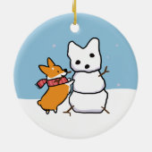 Red Corgi Snowman Ornament | CorgiThings (Hinten)