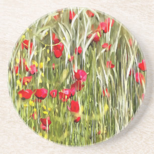 Red Corn Poppies Realistische Kunst Getränkeuntersetzer