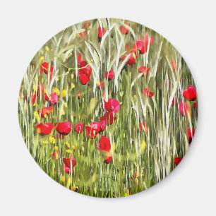 Red Corn Poppies Realistische Kunst Magnet