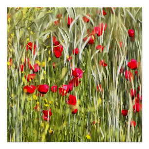 Red Corn Poppies Realistische Kunst Poster