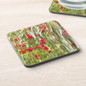 Red Corn Poppies Realistische Kunst Untersetzer (Linke Seite)