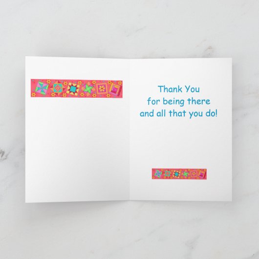 Red Corner Patchwork Quilt Block Kunst Dankeskarte (Innenseite)