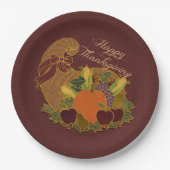 Red Cornucopia Erntedank Paper Teller (Vorderseite)