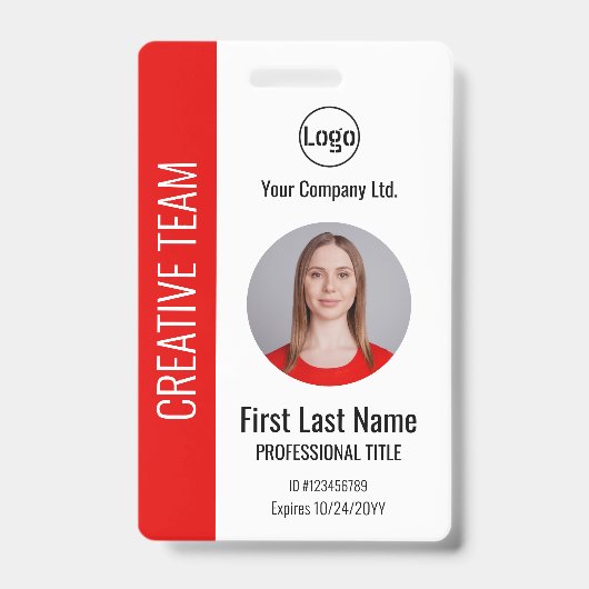Red Corporate Employee - Logo, Foto, Strichcode-Ab Ausweis (Vorderseite)