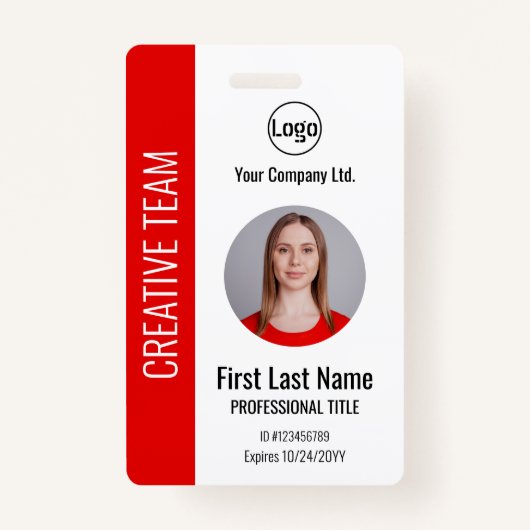 Red Corporate Employee - Logo, Foto, Strichcode-Ab Ausweis (Vorderseite)