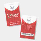 Red Corporate Visitor Pass ID Barcode Abzeichen Ausweis (Vorder- & Rückseite)