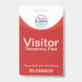 Red Corporate Visitor Pass ID Barcode Abzeichen Ausweis (Vorderseite)