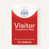 Red Corporate Visitor Pass ID Barcode Abzeichen Ausweis (Vorderseite)