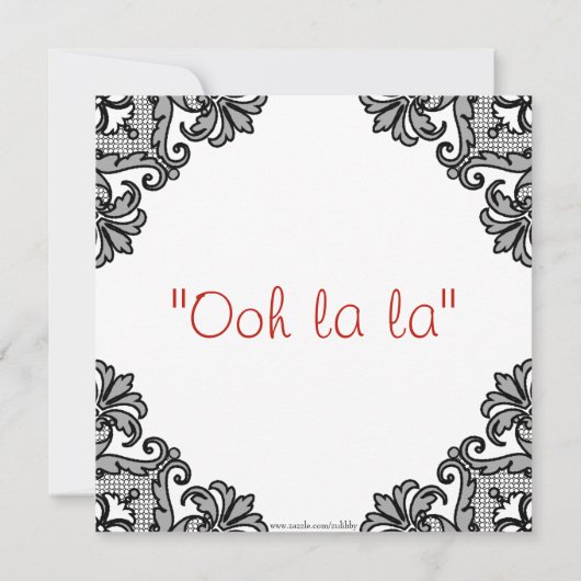 Red Corset & Black Lace Lingerie Brautparty Einladung (Rückseite)