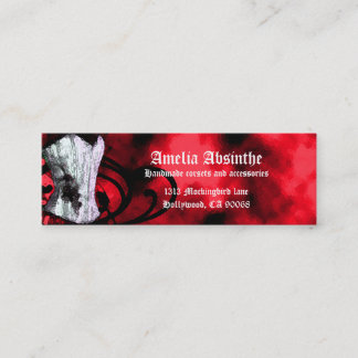 Red Corset Goth Business Card Mini Visitenkarte