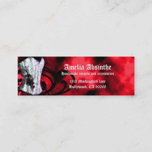Red Corset Goth Business Card Mini Visitenkarte (Vorderseite)