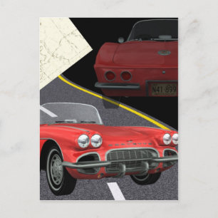 Red Corvette - Auto-/Vatertagsdesign Postkarte