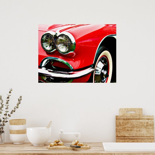 Red Corvette Headlights Poster (Küche)