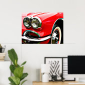 Red Corvette Headlights Poster (Heimbüro)